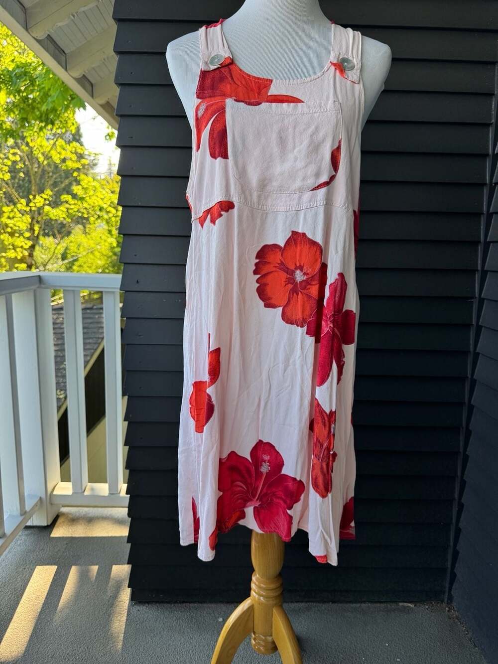 Vintage Sareet hibiscus rayon dress size L